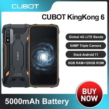 Cubot KingKong 6 Rugged 4G Android Smartphone 4GB+64GB Extendable Memory 128GB NFC