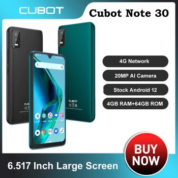 New Cubot Note 30 Android 4G Smartphone 4GB+64GB Dual SIM Expandable Memory 256GB