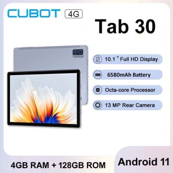 New Cubot TAB 30 Android Tablet 4GB+128GB 10.1 inches Display Dual SIM 4G Wi-Fi GPS