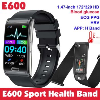 New E600 Smartwatch ECG PPG Blood Pressure Temperature Blood Glucose Monitor