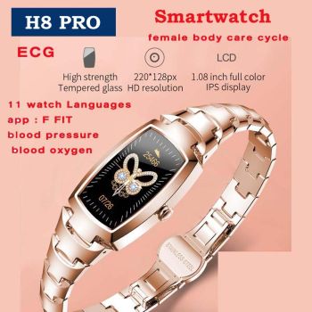 H8 Pro Smartwatch Women Ultra Slim Elegant Heart Rate Blood Pressure Blood Oxygen Monitor Fitness Tracker