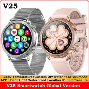 V25 Smartwatch for Women Body Temperature Heart Rate Blood Pressure Monitor Fitness Tracker