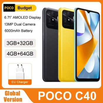 Global Version POCO C40 4G Smartphone 32GB/64GB 13MP Camera 18W Fast Charging