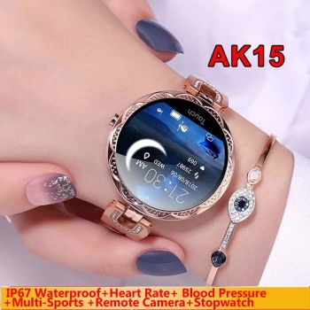 AK15 Fashion Smartwatch Women Blood Pressure Heart Rate Monitor Multifunction Fitness Tracker