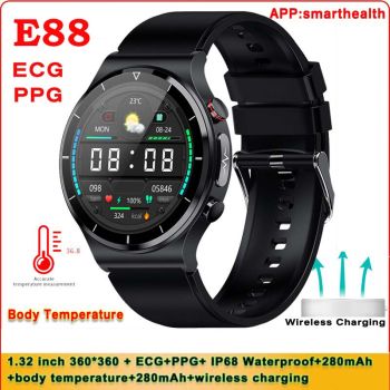 E88 Smartwatch Heart Rate Blood Pressure Body Temperature Monitor Wireless Charging