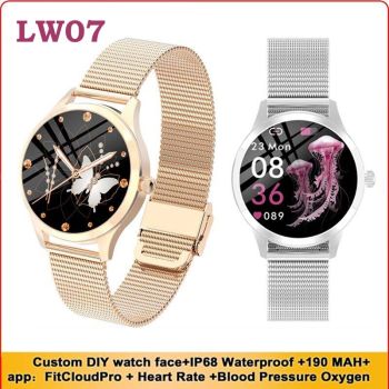 LW07 Ladies Sports Smartwatch Heart Rate Blood Pressure Monitor Blood Oxygen Fitness Tracker 